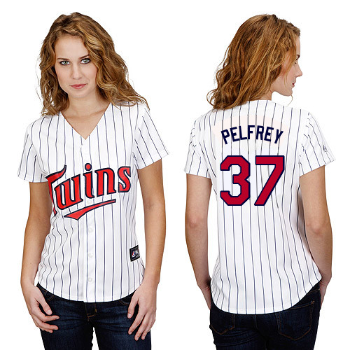 Mike Pelfrey #37 mlb Jersey-Minnesota Twins Women's Authentic Home White Baseball Jersey